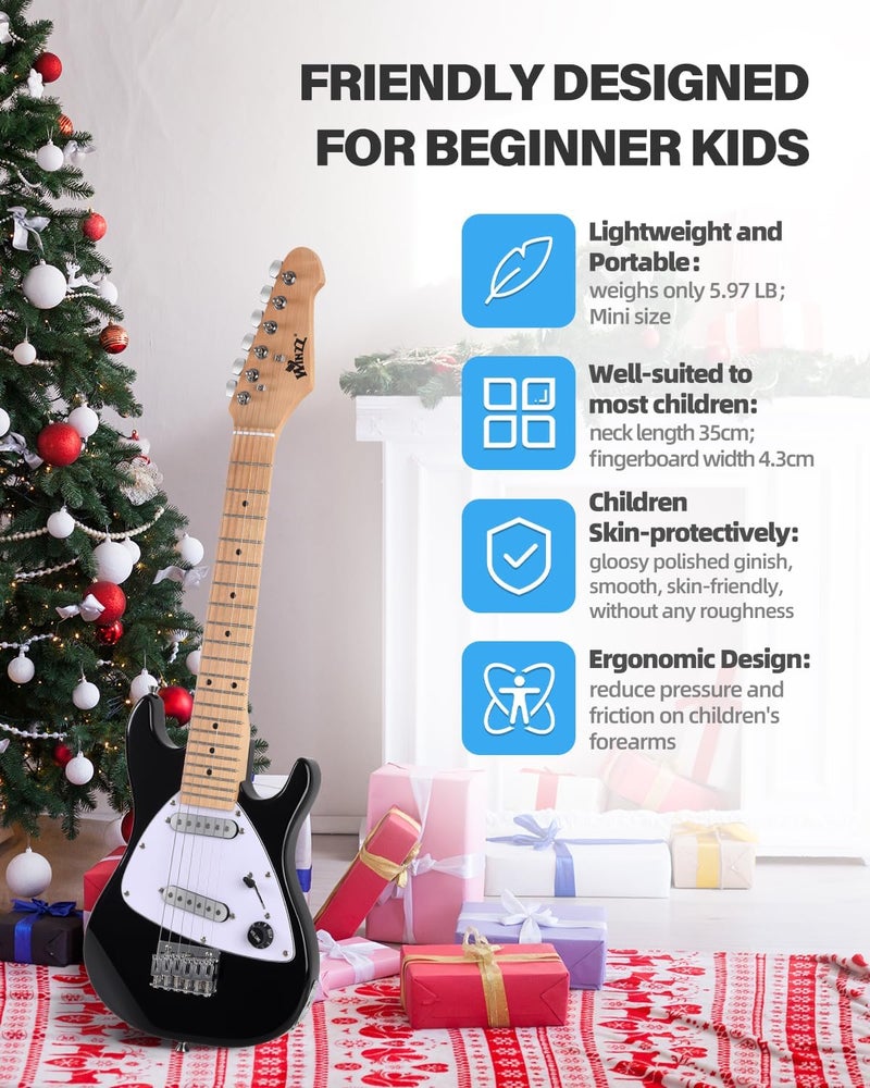 Winzz 30 Inch Kids Electric Guitar Beginner Kit, Junior 1/4 Size Mini Electric Guitar for Children Complete Stater Set with Amp, Gloosy Black Colour - Image 4